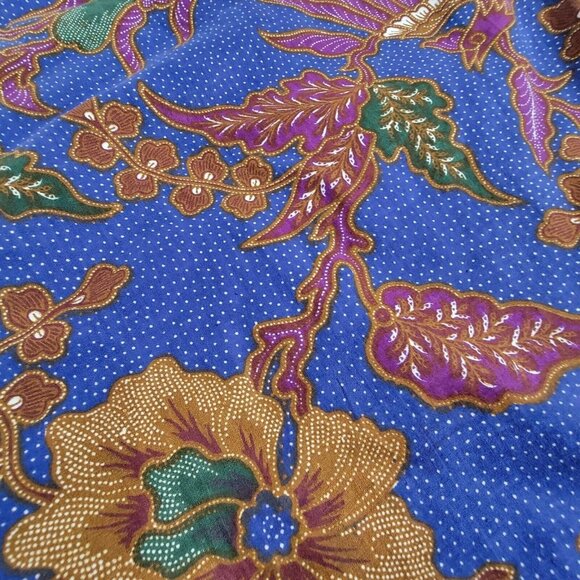 Vintage Asia Craft Textiles Hand Made Indonesian Batik Jacket Cotton Floral Blue - Picture 7 of 9